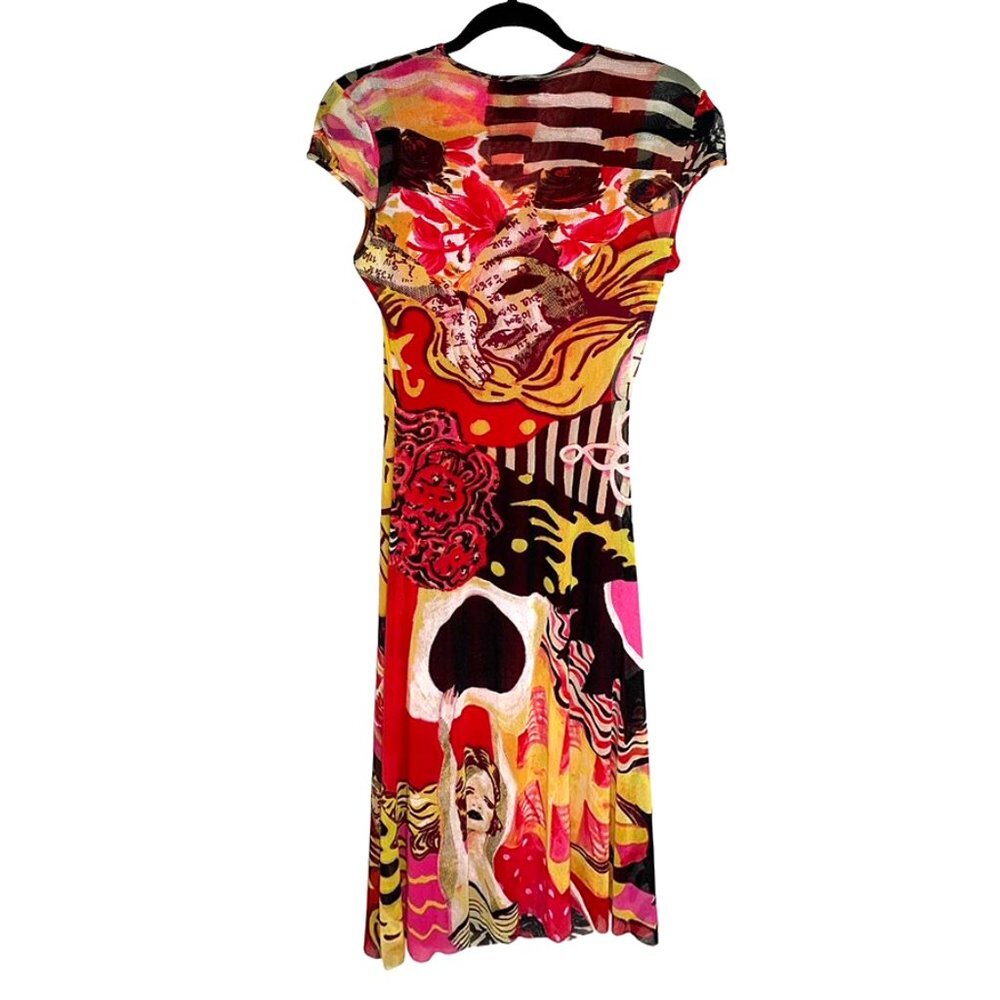 VINTAGE 90's Super Rare Kenzo Jeans Mesh Pop Art Dress - Picture 3 of 8